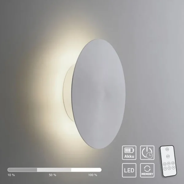 Discount Straluma Aluminium LED wandlamp op accu 3-standen dimbaar