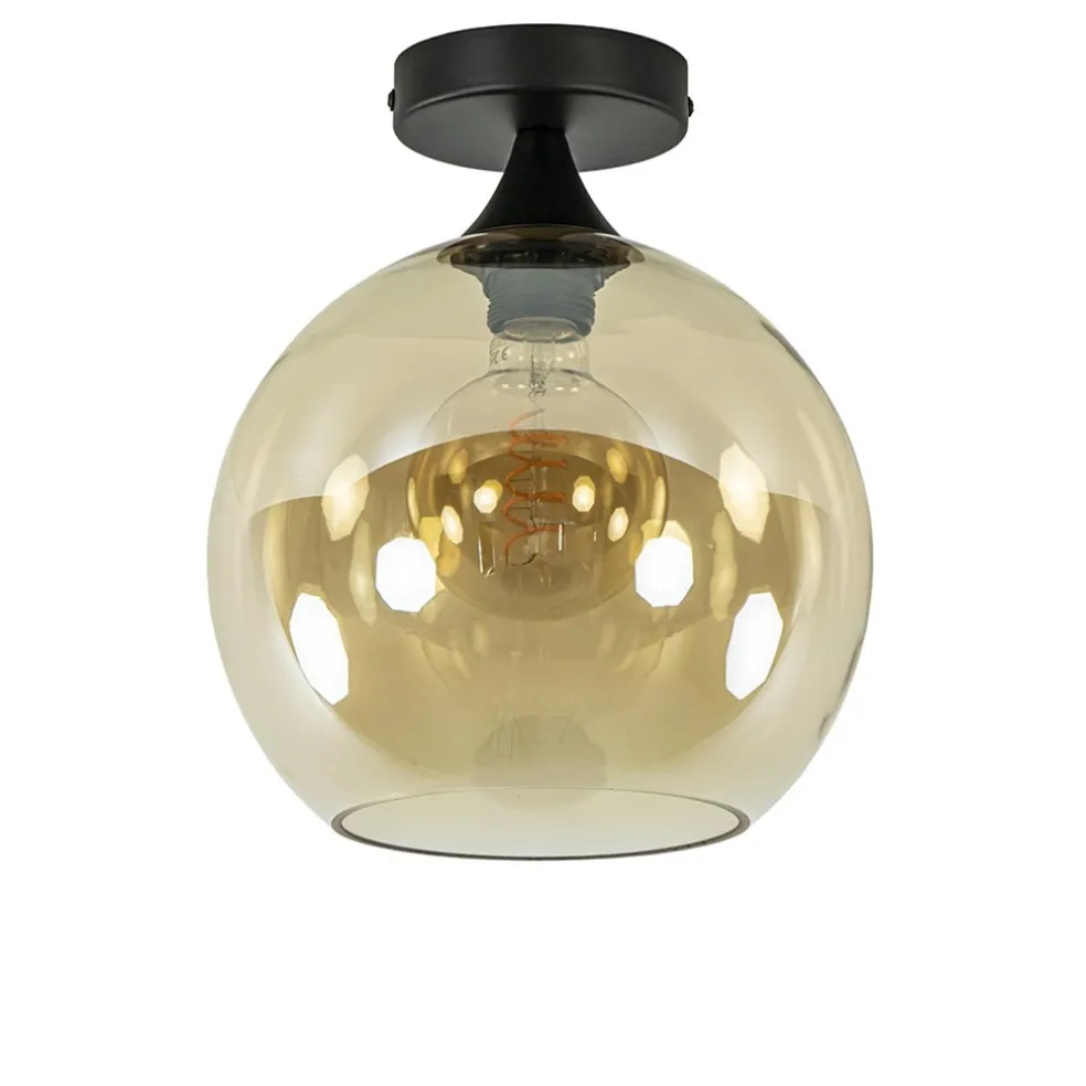 amber_glazen_plafondlamp__0.webp Clearance Straluma Amber glazen plafondlamp 25 cm met zwart