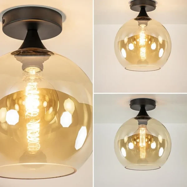 Clearance Straluma Amber glazen plafondlamp 25 cm met zwart