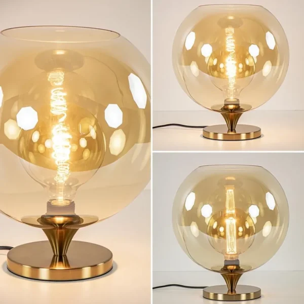 Flash Sale Straluma Amber glazen tafellamp met gouden voet