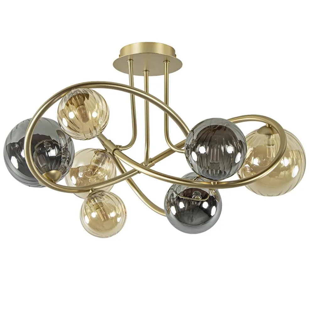 art_deco_plafondlamp_goud_0.webp Fashion Straluma Art Deco plafondlamp goud met smoke en amber glas