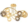 Fashion Straluma Art Deco plafondlamp goud met smoke en amber glas