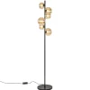 Best Straluma Art Deco vloerlamp zwart met amber glazen bollen