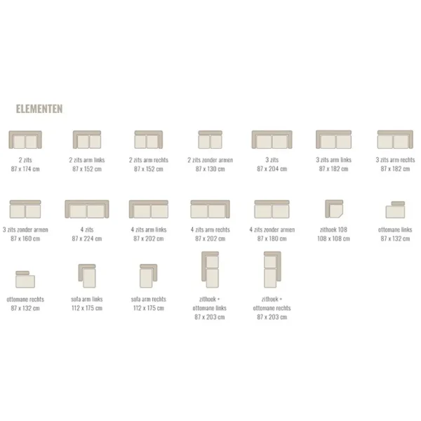 Store Straluma Bank Sef U-opstelling taupe