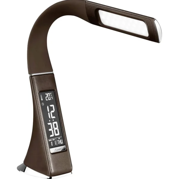 bruine_bureaulamp_led_met_1.webp Fashion Straluma Bruine bureaulamp LED met klok en alarmfunctie