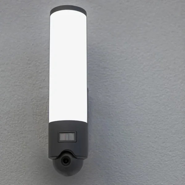 buitenlamp_cilinder_donke_2.webp Online Straluma Buitenlamp cilinder donker grijs inclusief LED en camera