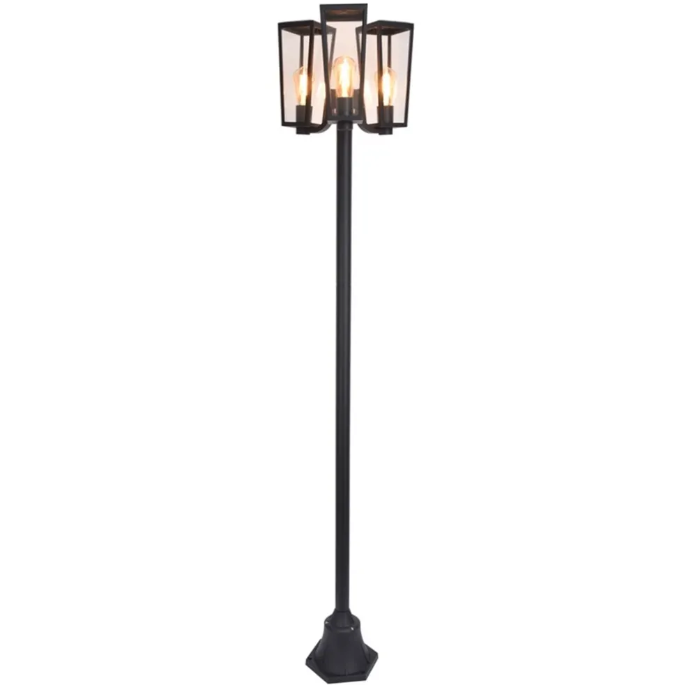 buitenlamp_lantaarn_licht_0.webp Hot Straluma Buitenlamp lantaarn 3-lichts mat zwart met helder glas