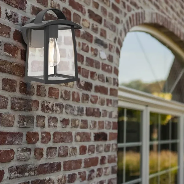 buitenlamp_wand_zwart_met_4.webp Online Straluma Buitenlamp wand zwart met helder glas