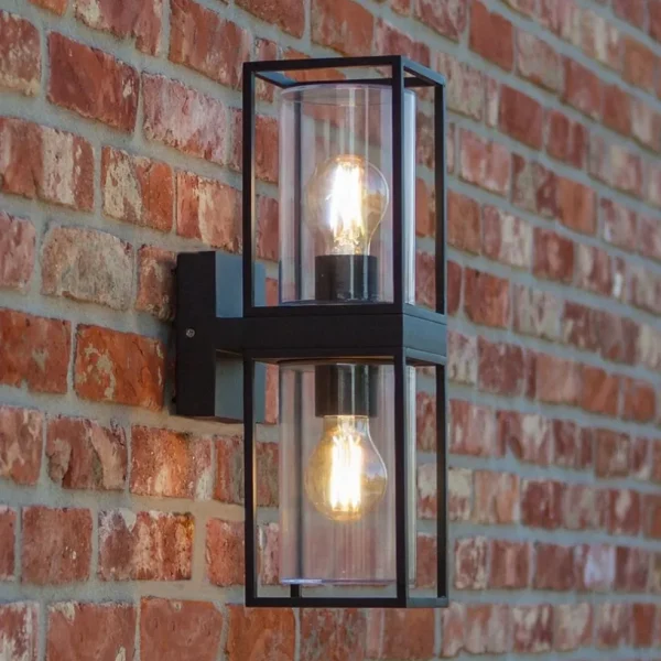 Clearance Straluma Buitenlantaarn dubbel strak zwart/helder glas