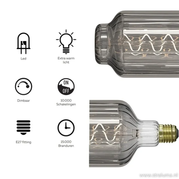 Outlet Straluma Calex XXL Lidingo lichtbron titanium 6W E27