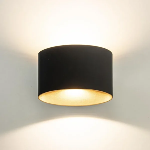 chique_led_buitenlamp_wan_2.webp New Straluma Chique LED buitenlamp wand zwart met goud IP54