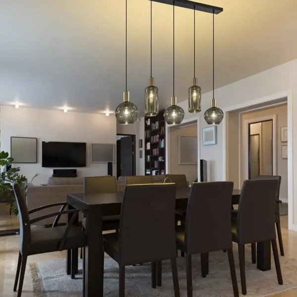 Discount Straluma Chique 5-lichts hanglamp smoke glas met brons