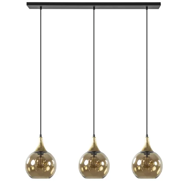 chique_lichts_hanglamp_zw_0.webp Clearance Straluma Chique 3-lichts hanglamp zwart/goud met amber glas