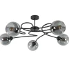 chique_lichts_plafondlamp_0.webp Sale Straluma Chique 5-lichts plafondlamp zwart met smoke glazen bollen