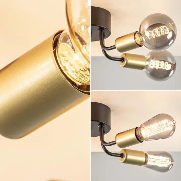 chique_plafondlamp_mat_zw_3.webp Outlet Straluma Chique plafondlamp mat zwart met goud