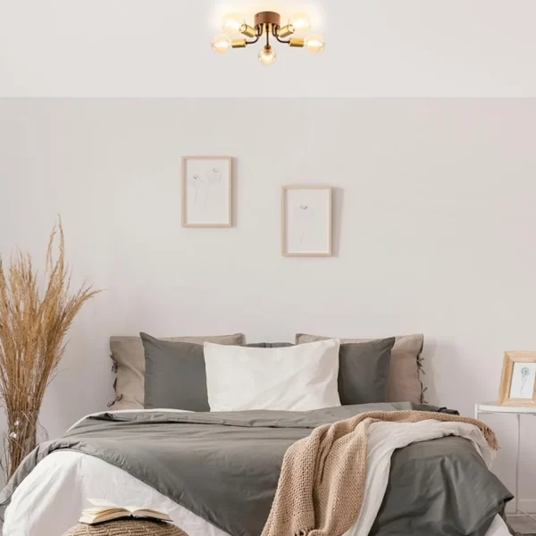 chique_plafondlamp_mat_zw_4.webp Outlet Straluma Chique plafondlamp mat zwart met goud