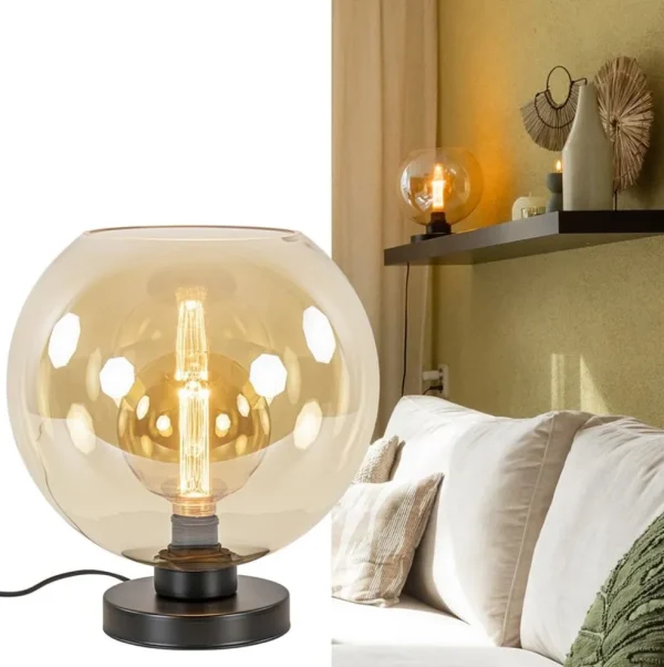 Shop Straluma Chique tafellamp amber glazen bol 30 cm