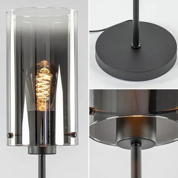 chique_vloerlamp_mat_zwar_2.webp Store Straluma Chique vloerlamp mat zwart met smoke glas cilinder