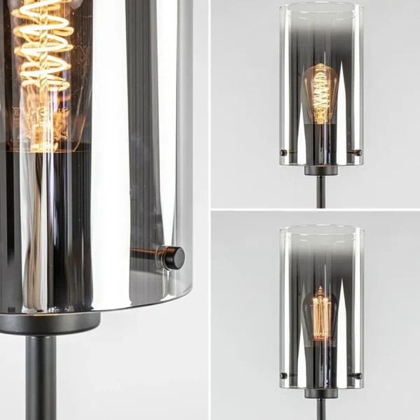 chique_vloerlamp_mat_zwar_3.webp Store Straluma Chique vloerlamp mat zwart met smoke glas cilinder
