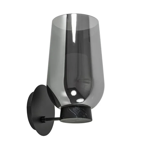 Fashion Straluma Chique wandlamp zwart marmer met smoke glas