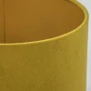 Store Straluma Cilinder kap fluweel oker geel met goud 25 cm