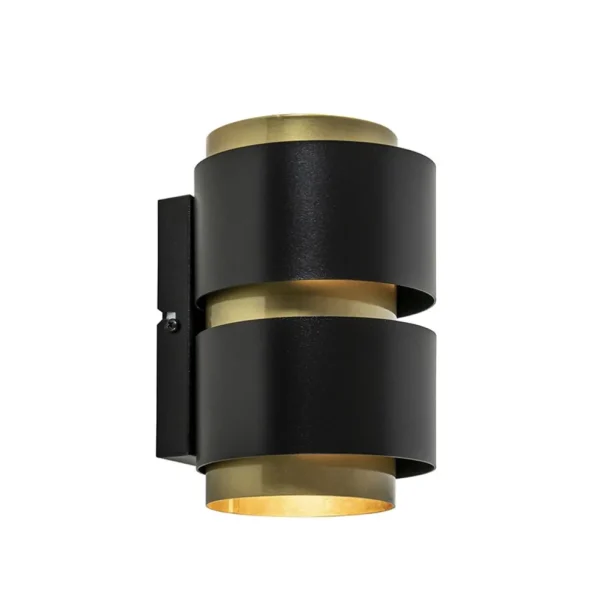 cilinder_wandlamp_g_mat_z_1.webp Best Straluma Cilinder wandlamp G9 mat zwart met goud