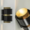cilinder_wandlamp_g_mat_z_3.webp Best Straluma Cilinder wandlamp G9 mat zwart met goud