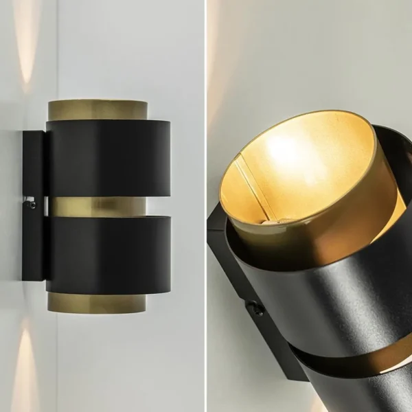 cilinder_wandlamp_g_mat_z_3.webp Best Straluma Cilinder wandlamp G9 mat zwart met goud