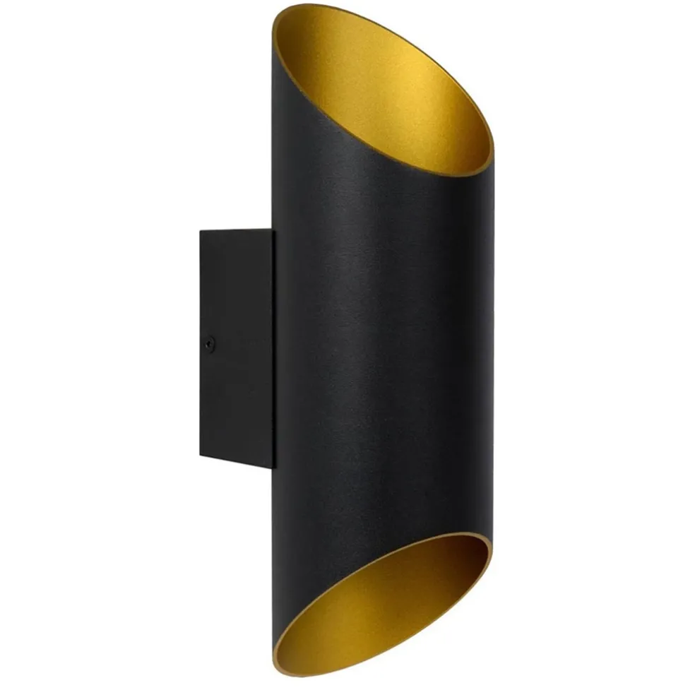 cilinder_wandlamp_zwart_g_0.webp New Straluma Cilinder wandlamp zwart goud up+down