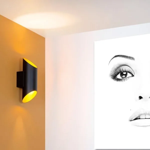 cilinder_wandlamp_zwart_g_4.webp New Straluma Cilinder wandlamp zwart goud up+down
