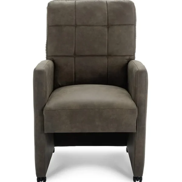 comfortabele_armstoel_oli_1.webp Store Straluma Comfortabele armstoel olijf groen met wieltjes en handgreep