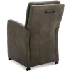comfortabele_armstoel_oli_2.webp Store Straluma Comfortabele armstoel olijf groen met wieltjes en handgreep
