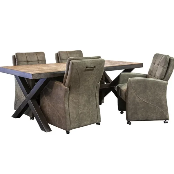 comfortabele_armstoel_oli_4.webp Store Straluma Comfortabele armstoel olijf groen met wieltjes en handgreep