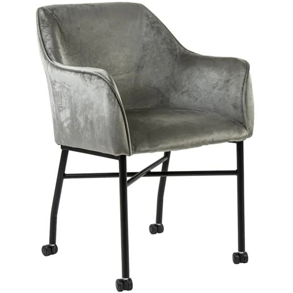 comfortabele_armstoel_vel_0.webp New Straluma Comfortabele armstoel velours grijs met wieltjes
