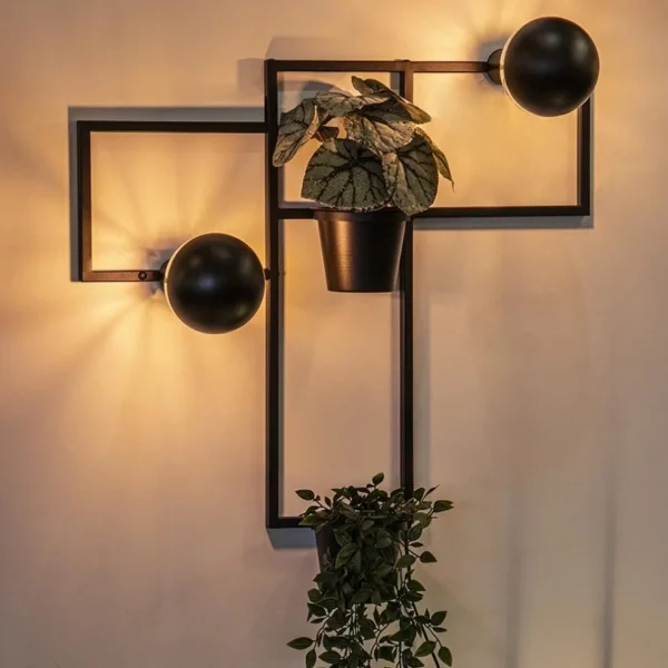 decoratieve_wandlamp_zwar_4-1.webp Sale Straluma Decoratieve wandlamp zwart met 2 plantenpotten