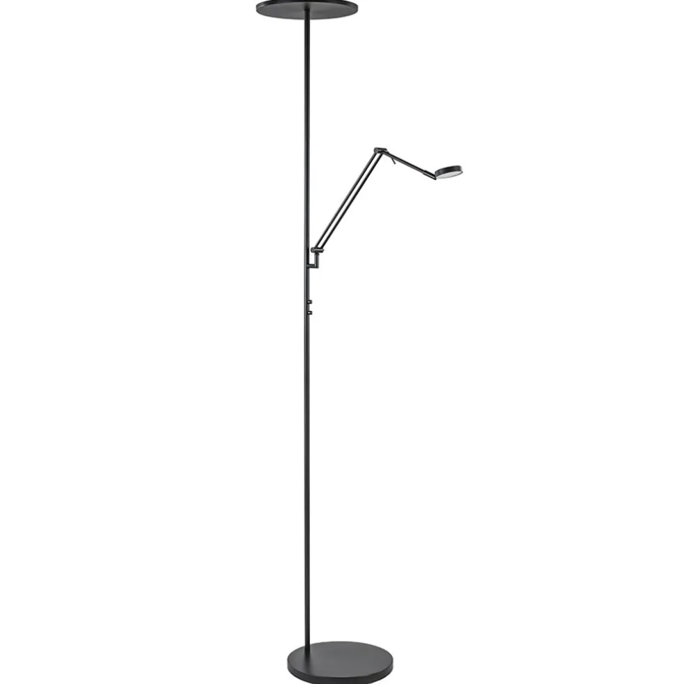 design_led_uplighter_met__0.webp New Straluma Design LED uplighter met leesarm zwart geborsteld staal