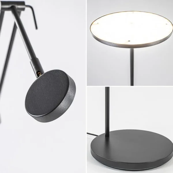 New Straluma Design LED uplighter met leesarm zwart geborsteld staal