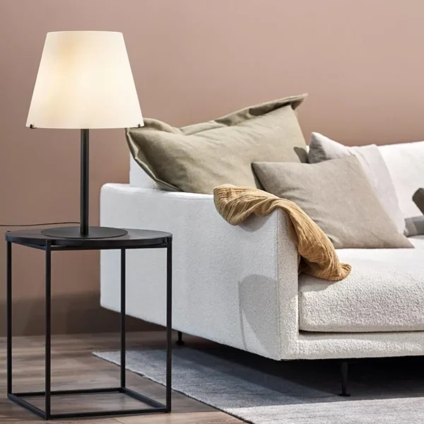 Best Straluma Design tafellamp mat zwart met witte glazen kap