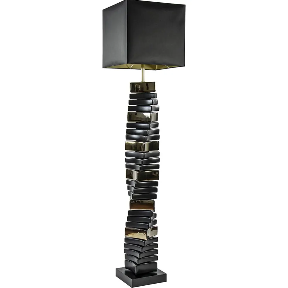 design_vloerlamp_keramiek_0.webp Online Straluma Design vloerlamp keramiek zwart/goud met zwarte kap