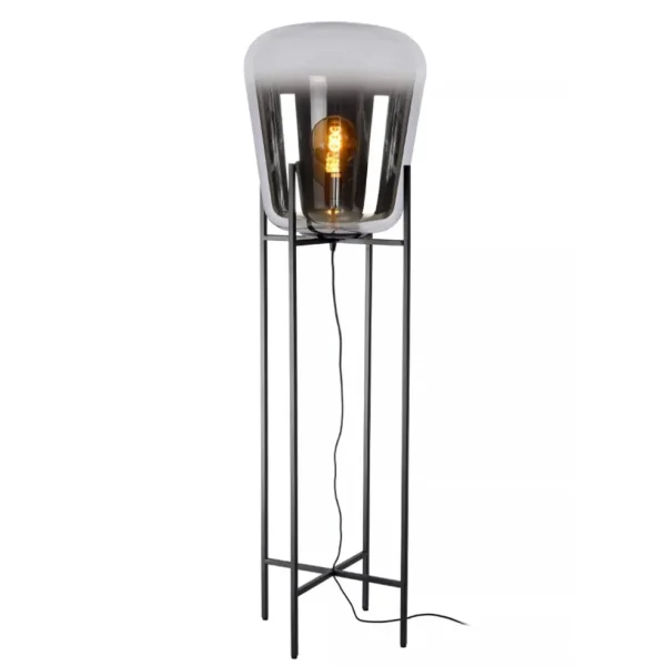 design_vloerlamp_zwart_fr_1.webp Flash Sale Straluma Design vloerlamp zwart frame met grote glazen kap
