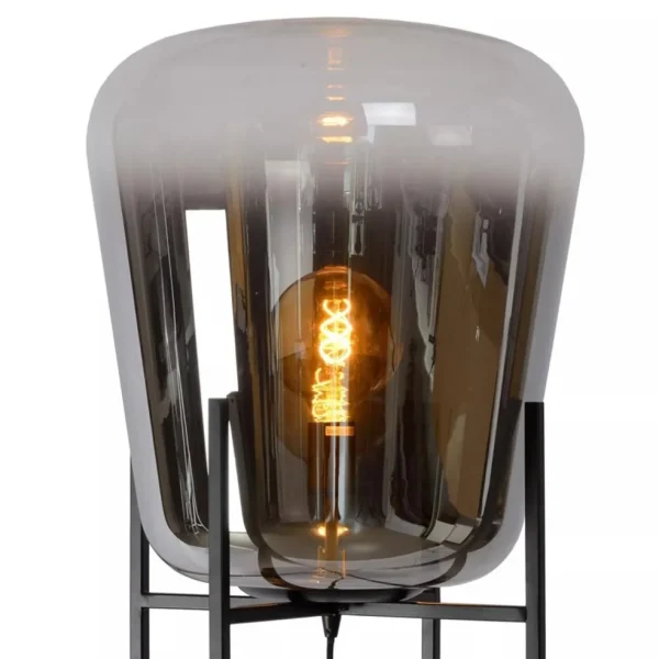 design_vloerlamp_zwart_fr_2.webp Flash Sale Straluma Design vloerlamp zwart frame met grote glazen kap