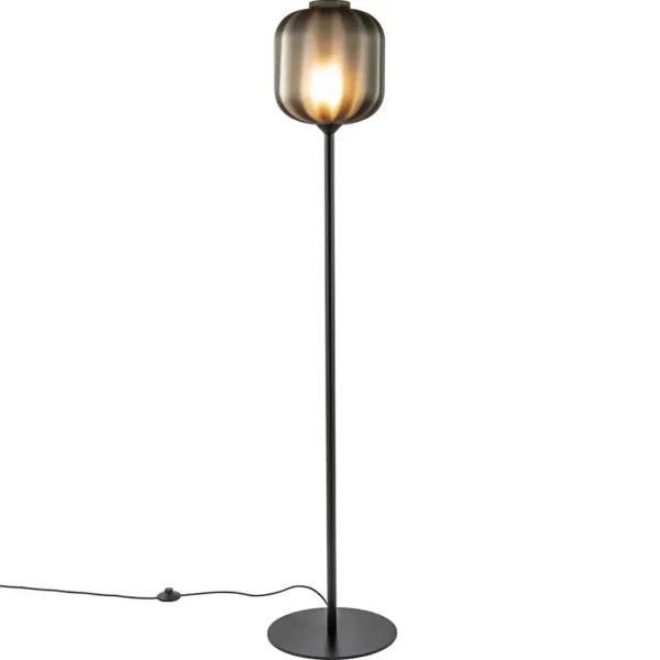Shop Straluma Design vloerlamp zwart met mat zwarte glazen kap