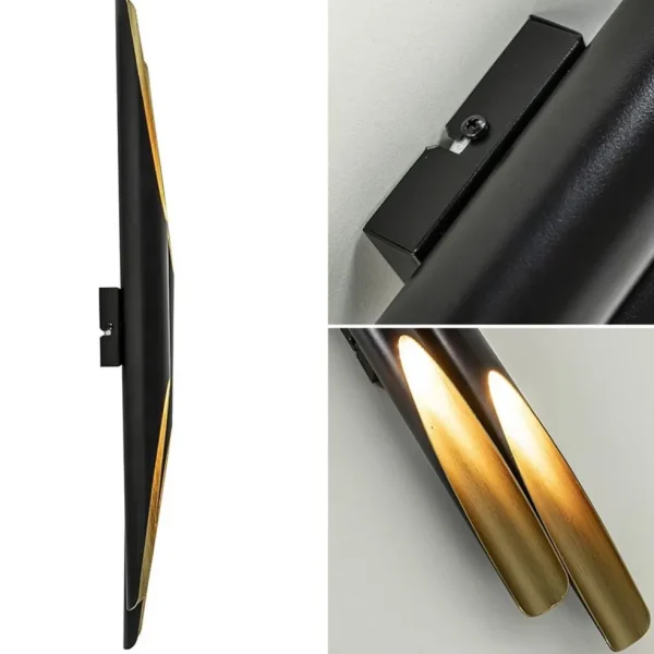 design_wandlamp_pipes_mat_3.webp Sale Straluma Design wandlamp Pipes mat zwart met goud