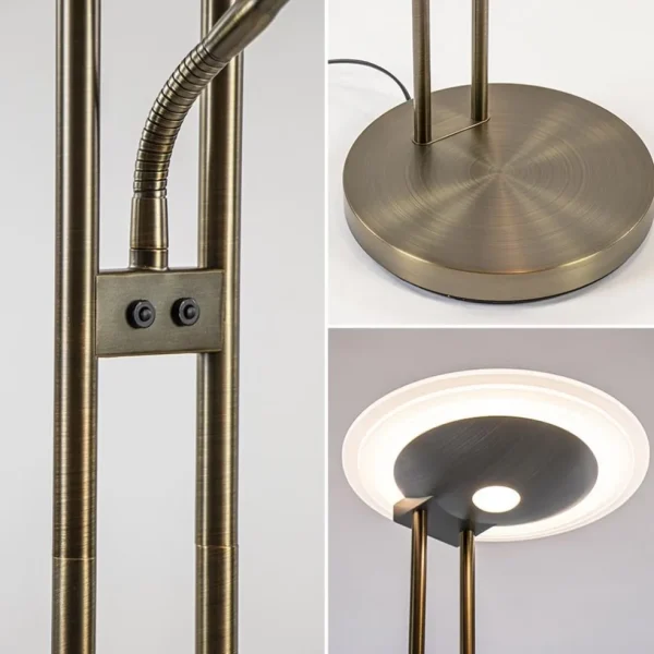 Clearance Straluma Dimbare LED uplighter met leeslamp donker brons