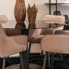 eetkamertafel_ronde_glaze_3.webp Clearance Straluma Eetkamertafel ronde glazen plaat zwart met mango houten voet