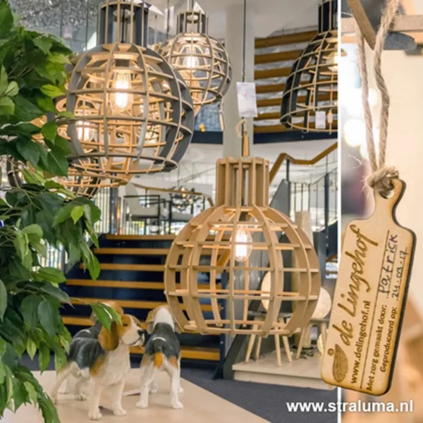 Outlet Straluma Eettafel hanglamp Globe Lingehof hout