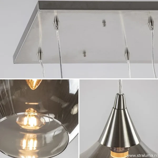 eettafelhanglamp_nikkel_m_2.webp Clearance Straluma Eettafelhanglamp nikkel met smokey glas 8-lichts