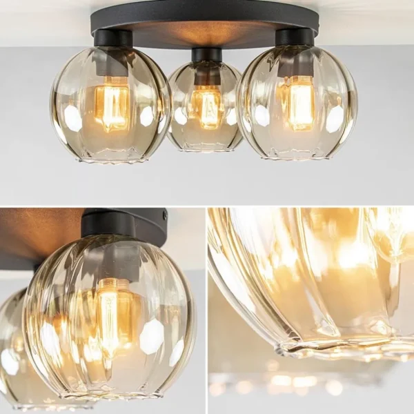 Store Straluma Elegante plafondlamp 3-lichts amber glas