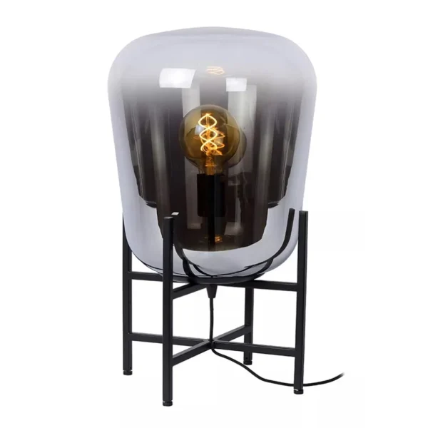 elegante_tafellamp_zwart__1.webp Outlet Straluma Elegante tafellamp zwart frame met smoke glazen kap