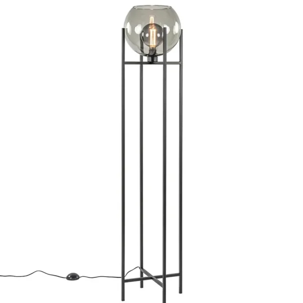 frame_vloerlamp_mat_zwart_1.webp Flash Sale Straluma Frame vloerlamp mat zwart met smoke glazen bol